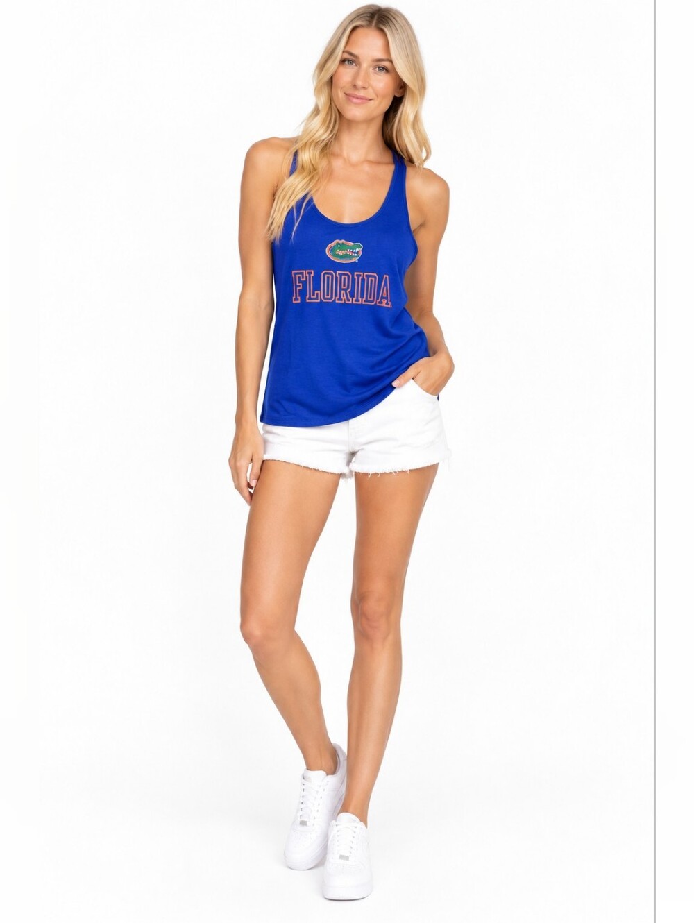 Champion Florida Gators Size M Blue Graphic Racerback Tank Top Football